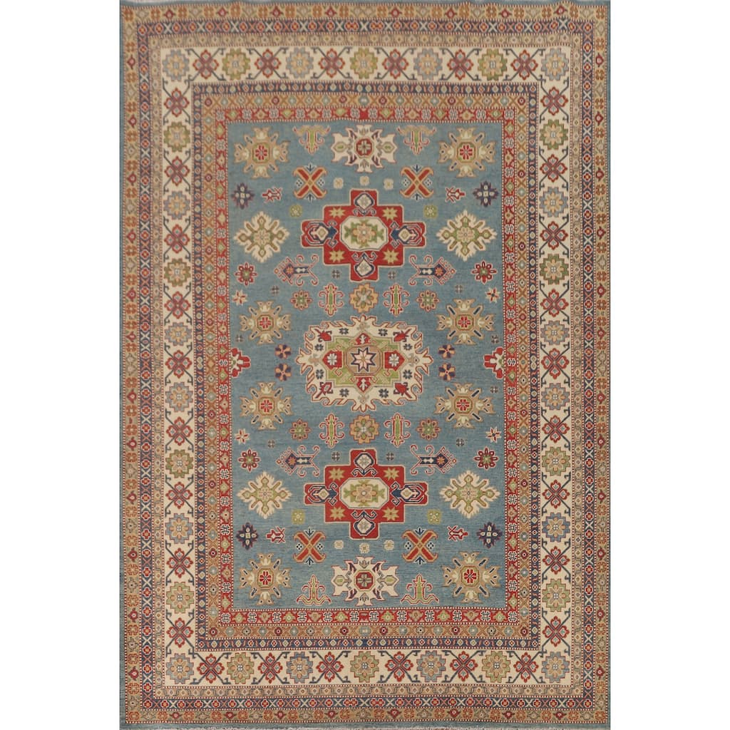 Light Blue Kazak Oriental Area Rug Hand-Knotted Wool Carpet - 8'4" x 11'8"