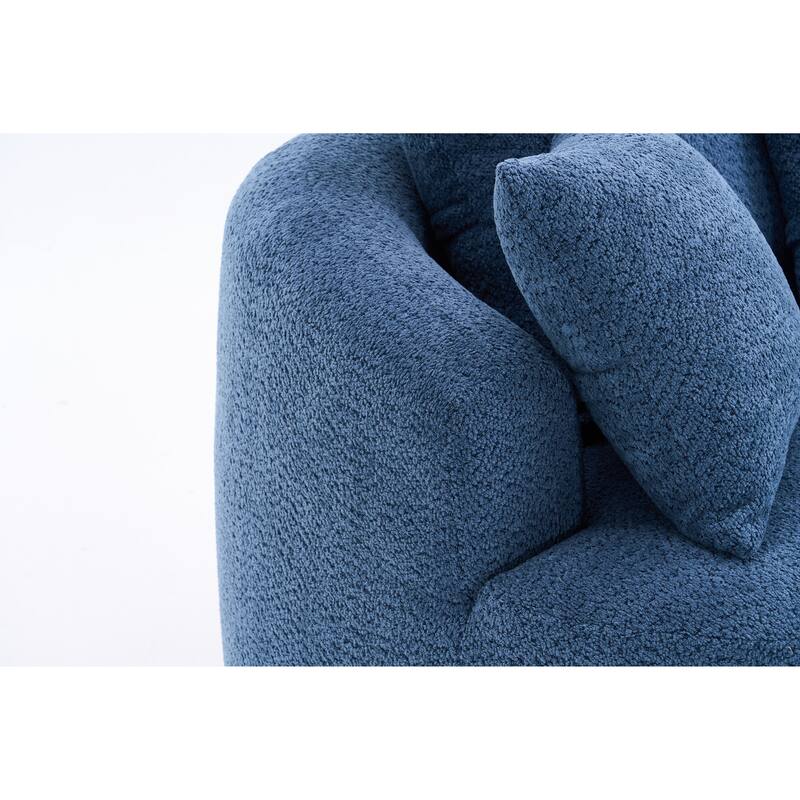 Oversized Swivel Round Barrel Chair, Ergonomic Single Sofa Chair, Upholstered Accent Chair with 3 Removable Pillows