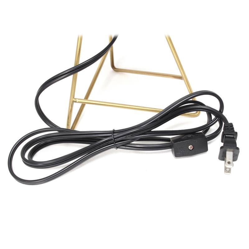 Open Wire Framed LED Table Lamp with Drum Shade - 14" - Gold