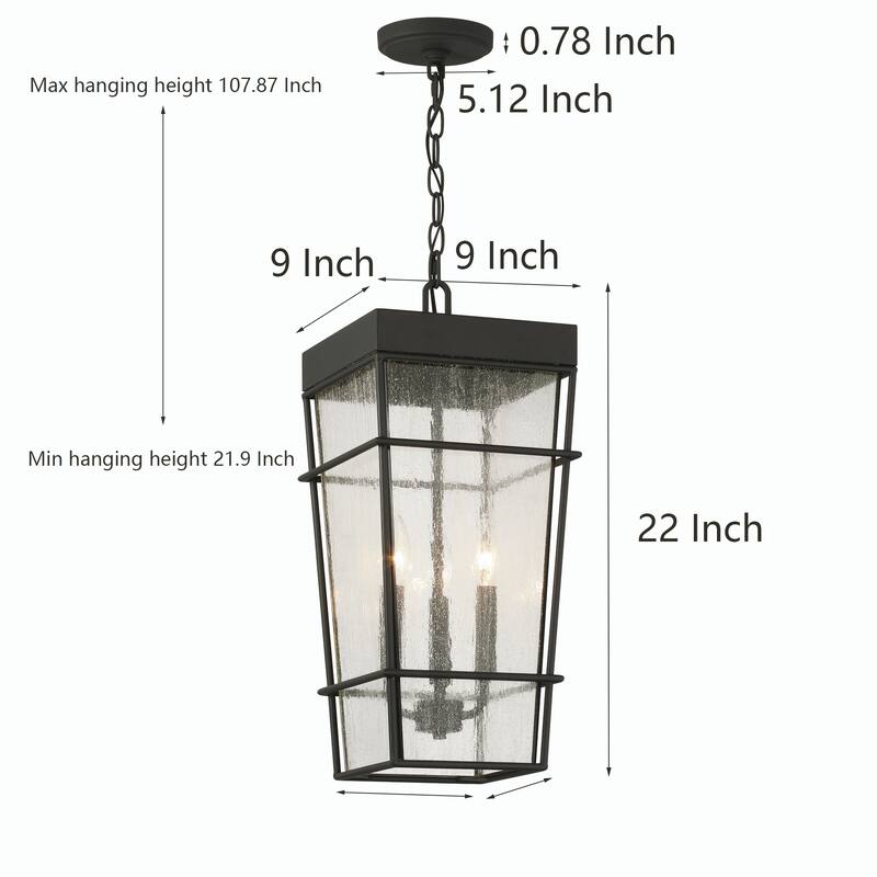 Acroma 3-Light Matte Black Outdoor Pendant Lantern