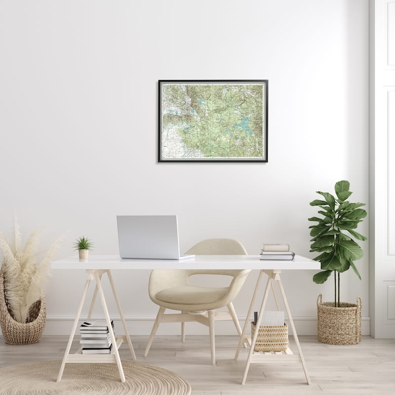 Stupell Yellowstone National Park Continental Divide Map Forest Geography Framed Wall Art