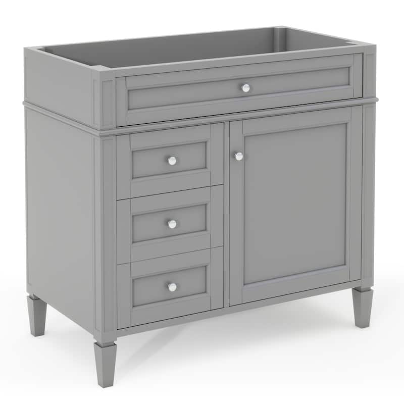 (Base Only)Modern Bathroom Storage Vanity Base with 2 Drawers and a Tip-out Drawer