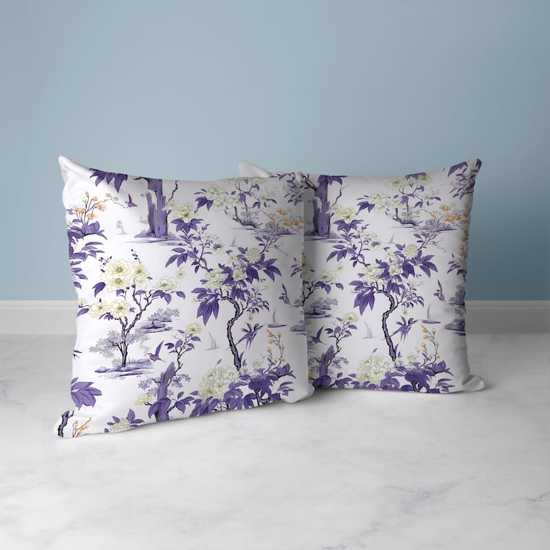 Open Air Orchid Faux Suede Reversible Throw Pillow White and Purple