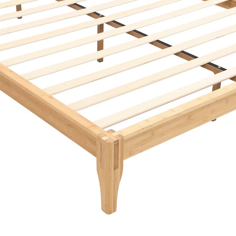 Open Frame Bamboo Platform Bed Frame, No Box Spring Needed, King Queen Full