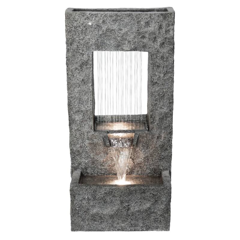 LED Lighted Cascading Outdoor Garden Water Fountain - 31.5"