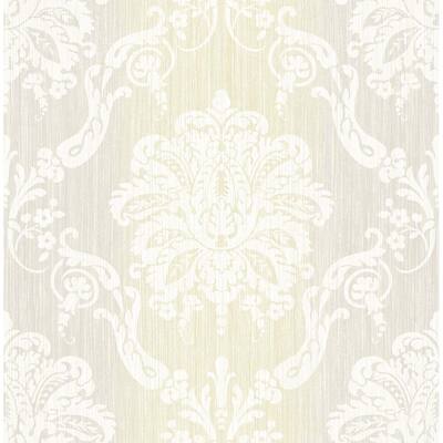 Seabrook Designs Nadia Striped Damask Unpasted Wallpaper - 20.5 in. W x 33 ft. L bolt 56 sq. ft.