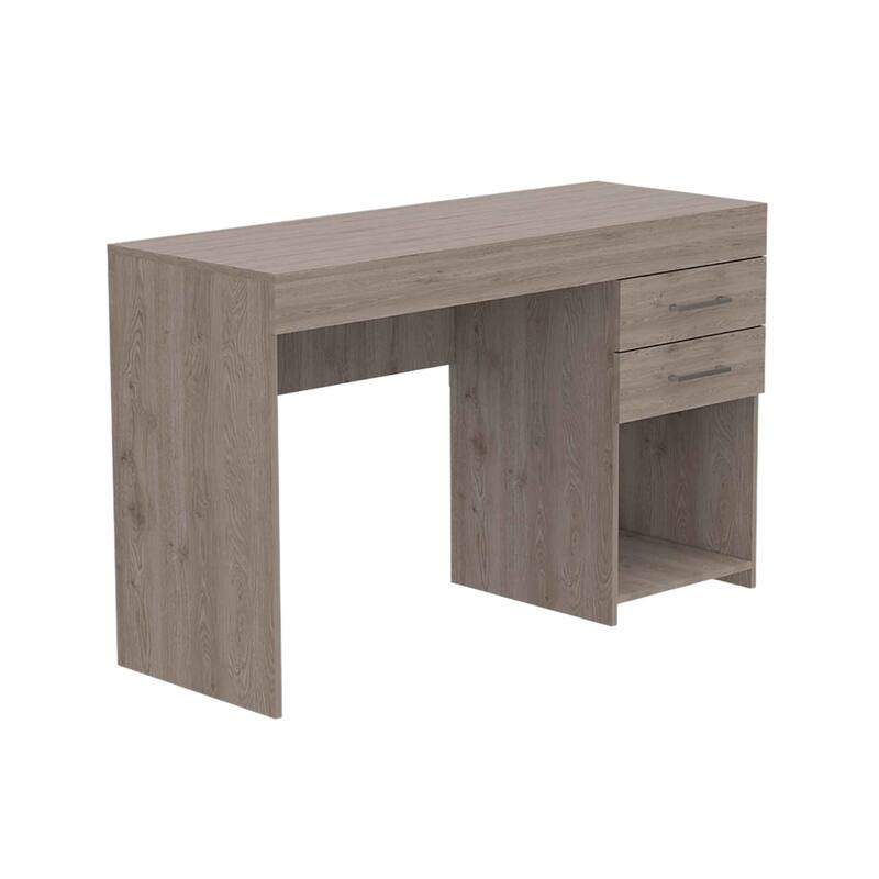 Modern Light Gray 47" Computer Desk with Drawers and Cabinet Sleek Office Workstation