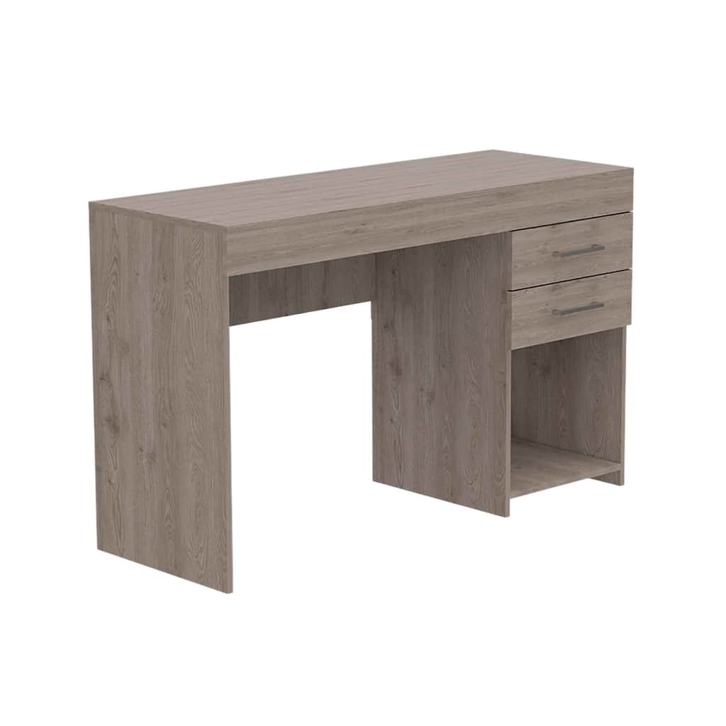 Modern Light Gray 47" Computer Desk with Drawers and Cabinet Sleek Office Workstation