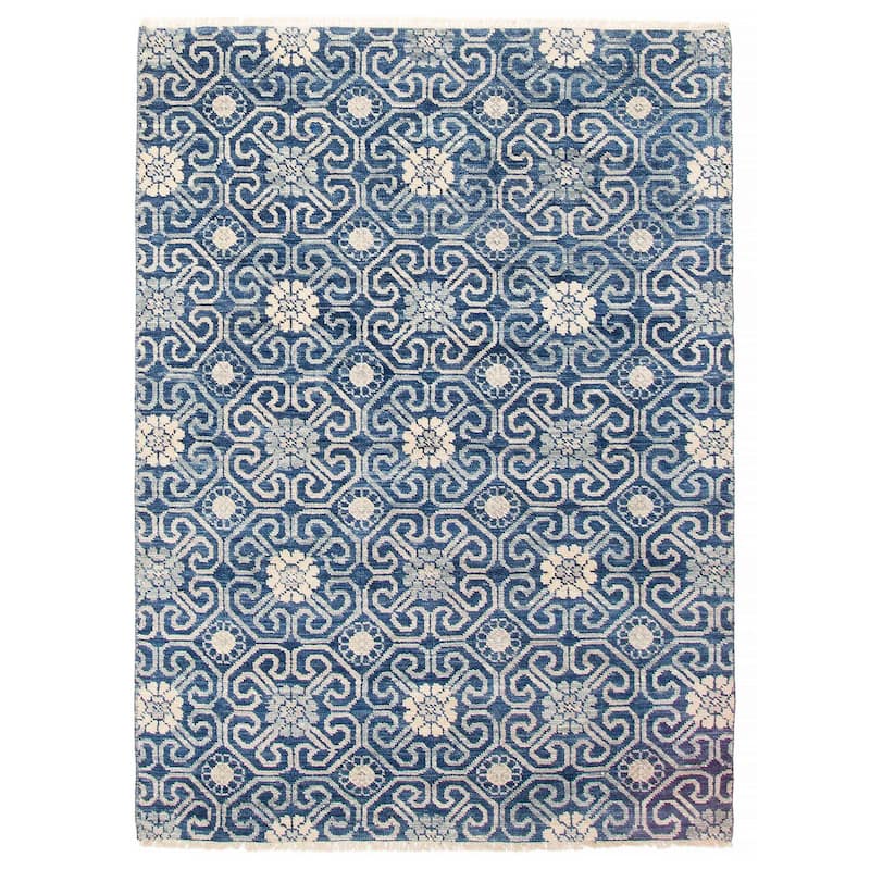 ECARPETGALLERY Hand-knotted Mystique Dark Blue Wool Rug - 5'0 x 6'11 - Dark Blue - 5'0 x 6'11