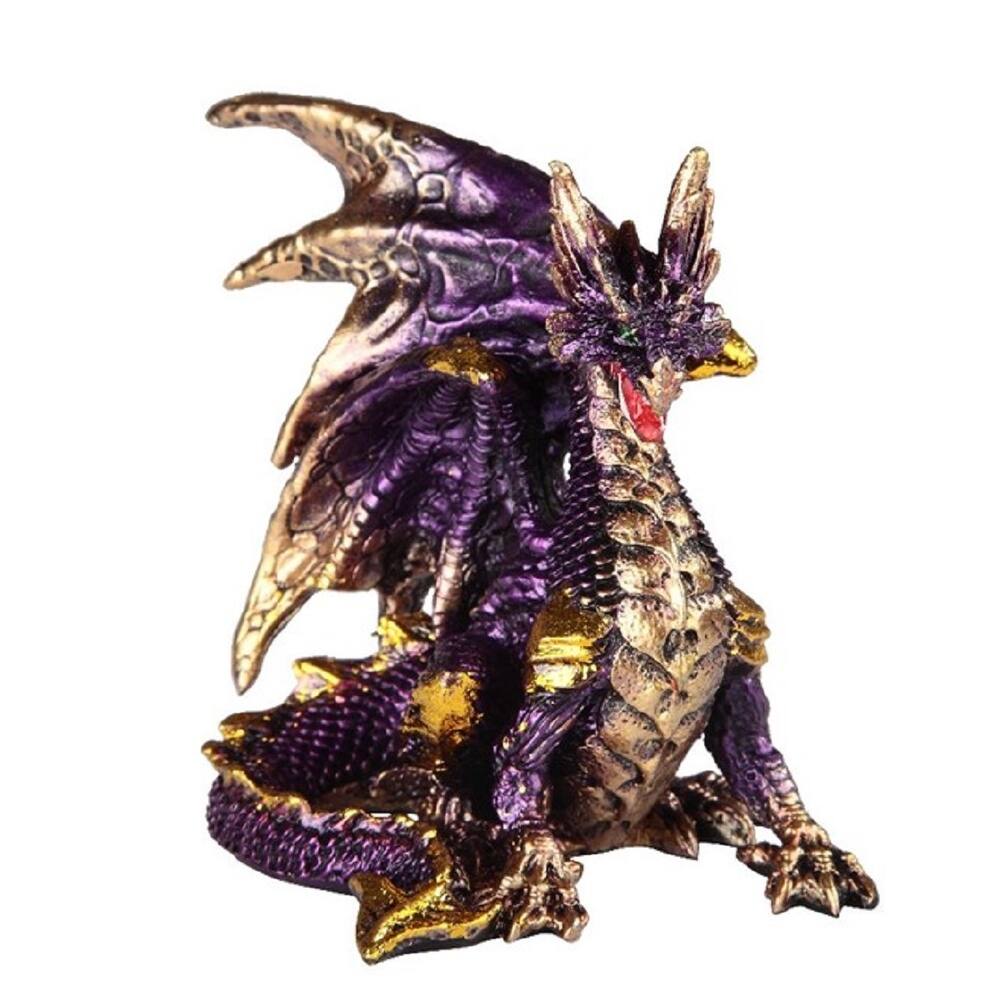 LBK FURNITURE Purple Dragon Statue 3.75"W Fantasy Collectible Figurine