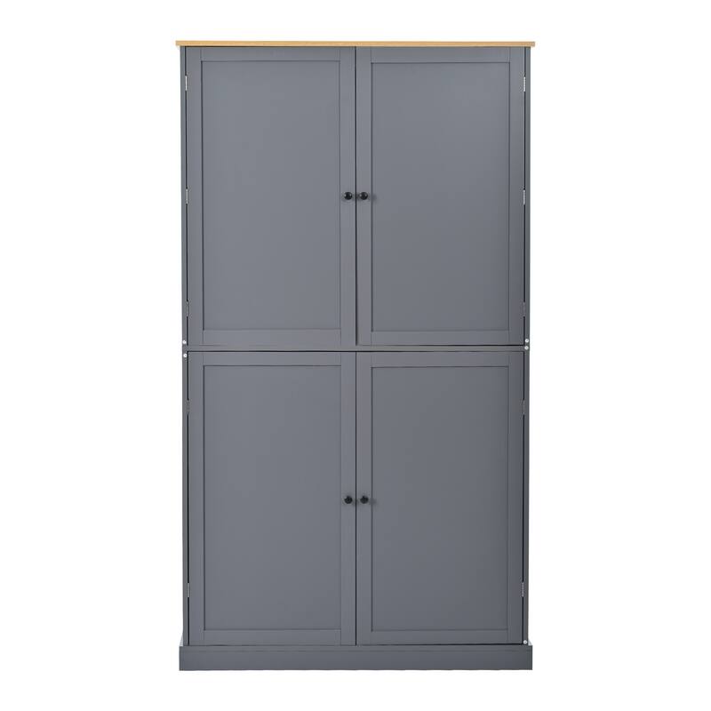 Modern Large Kitchen Pantry Cabinet, Wood Storage Cupboard with 2 Drawers, Adjustable Shelves & 8 Door Storage Shelves