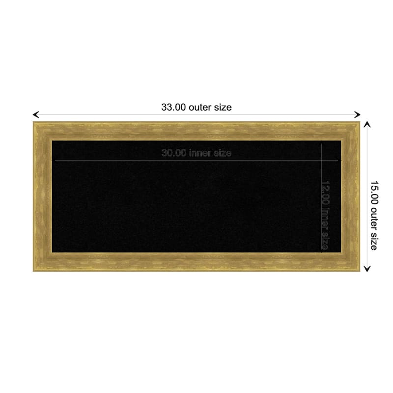 Angled Gold Wood Framed Black Corkboard Bulletin Board, Organization Board, Pin Board - Board Size 30x12