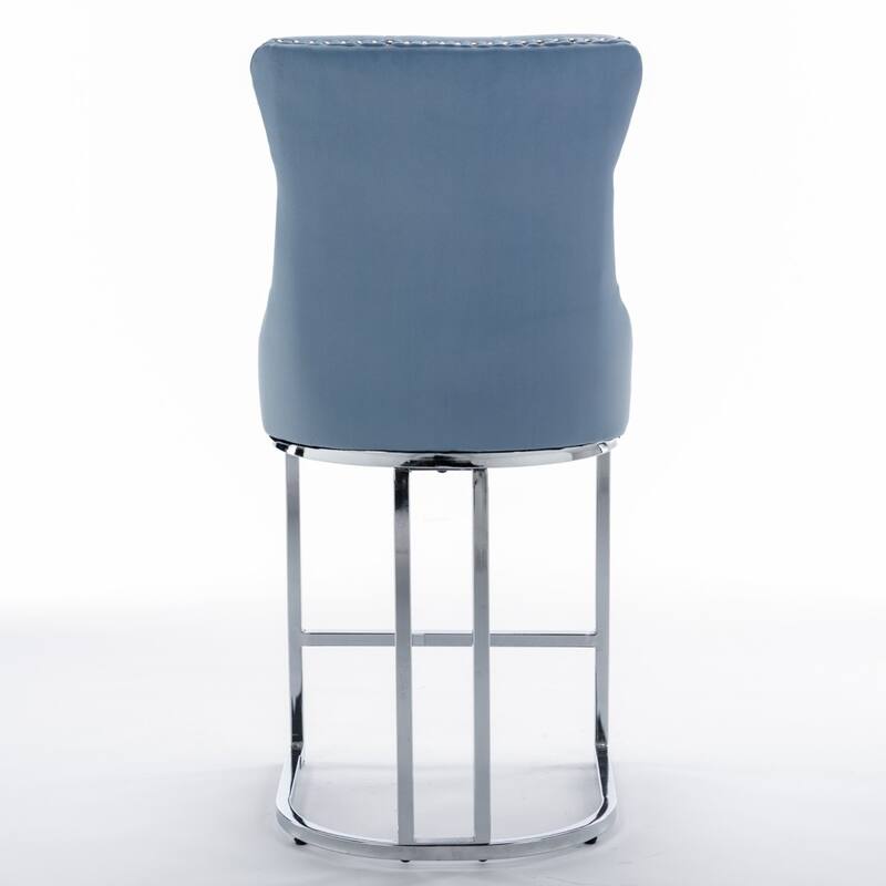 26" Counter Height Bar Stools Dining Chair with Sturdy Chromed Metal Base Legs Set of 2 - 20.30"L * 18.50"W * 39.40"H