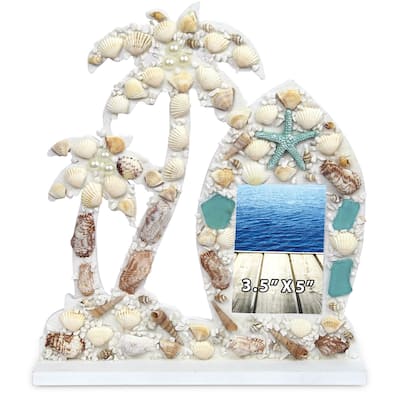 CoTa Global Oceanic Palm Tree Nautical Photo Frame for Tabletop - 12.8″Lx11.3″Wx2″H