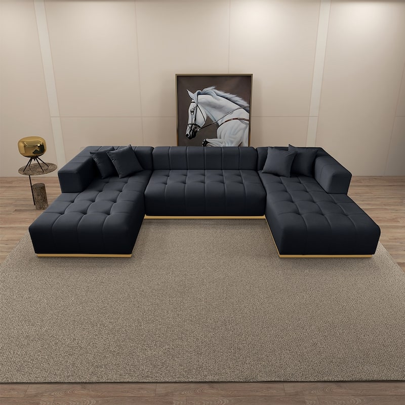 Bliss 3-Piece Velvet U-Shaped Corner Sectional Sofa