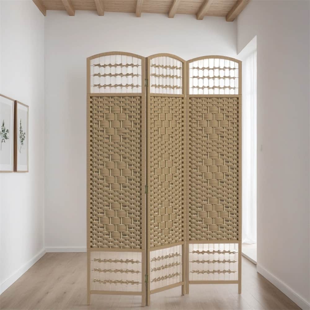 3 Panel Indoor Folding Privacy Screen with Wood Frame