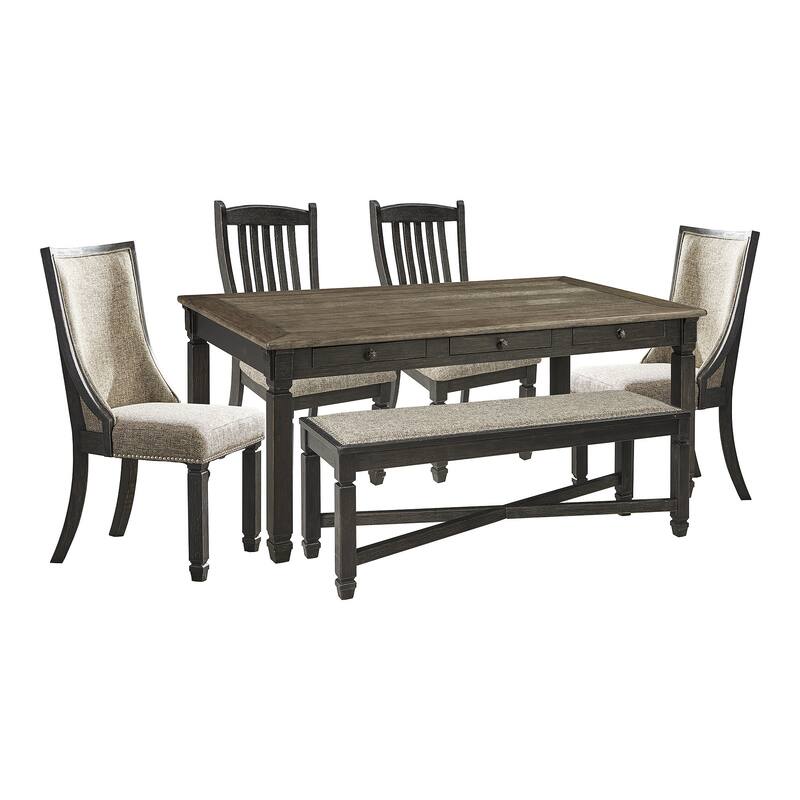 Signature Design by Ashley Tyler Creek Black / Grayish Brown 6-Piece Dining Package
