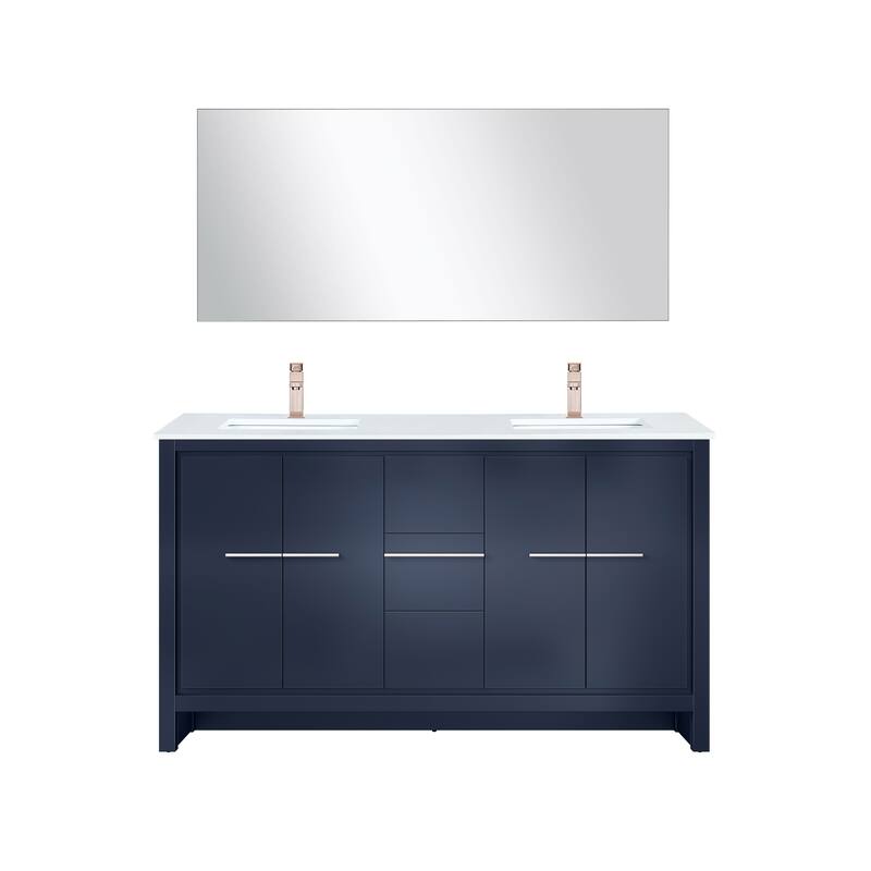 Lafarre Bath Vanity with Quartz Top, Sink, Mirror and Rose Gold Faucet
