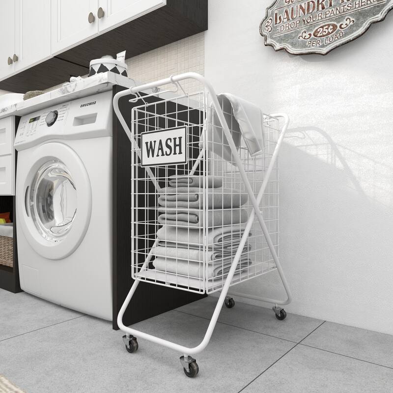 White Metal Farmhouse Storage Cart 32 x 16 x 23 - 16 x 23 x 32