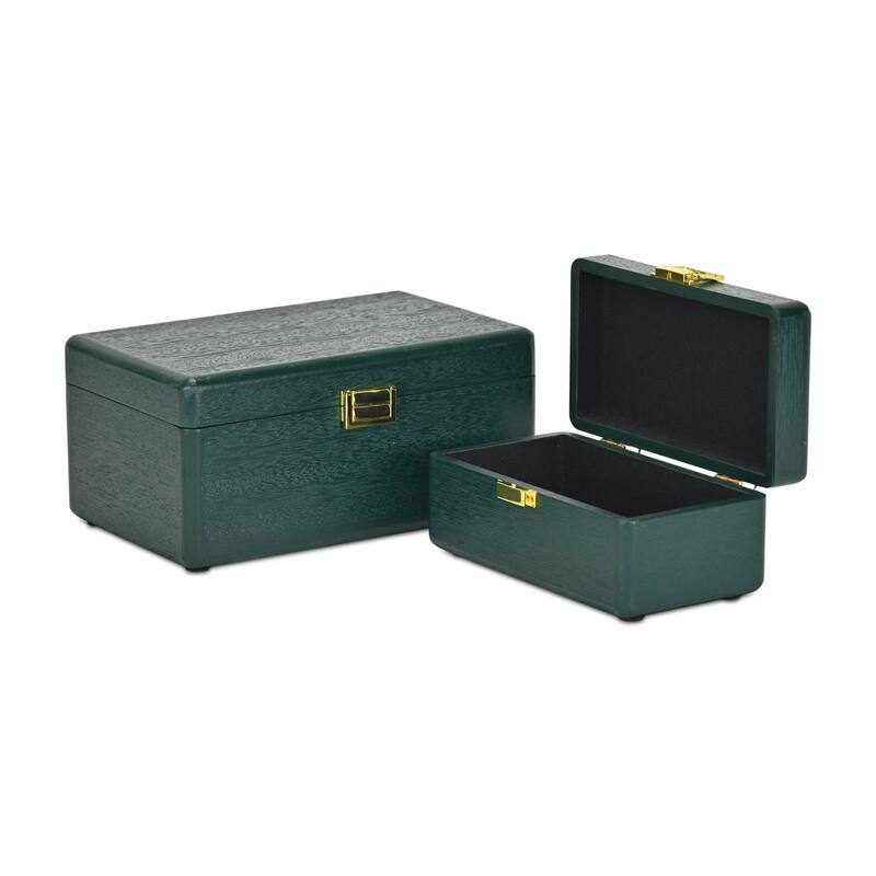 Sable Set of 2 Wooden Boxes with Gold Handles