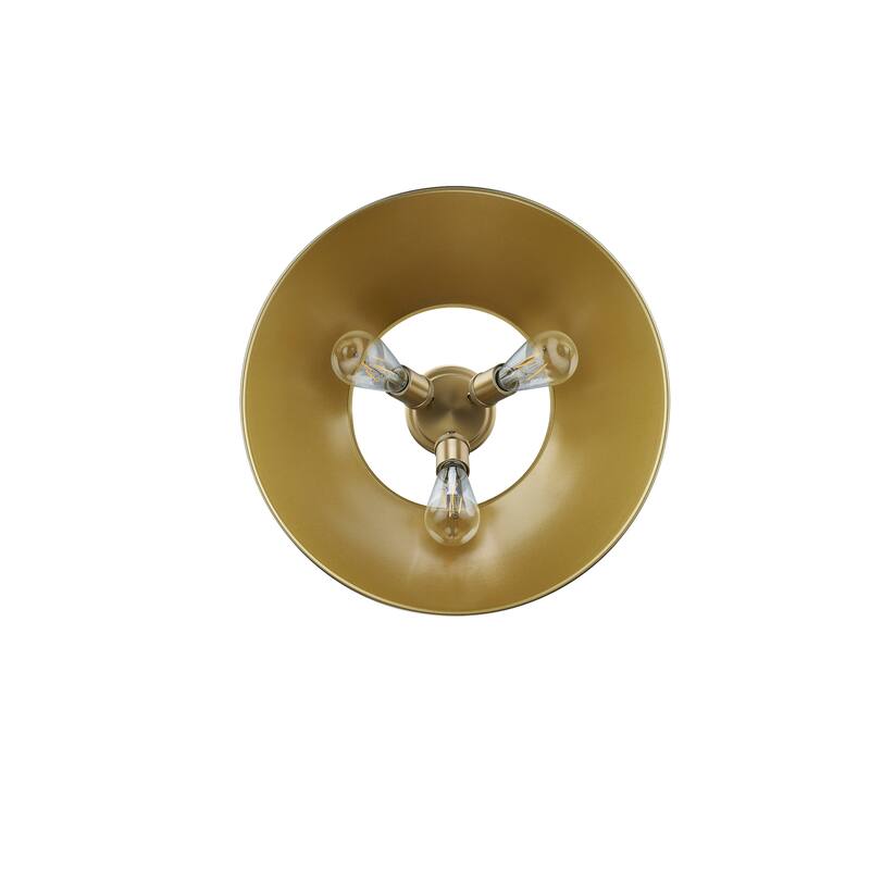 Yep by Golden Lighting Orwell 3-light Flush Mount in Brushed Champagne Brass and Aged Brass shade - Gold