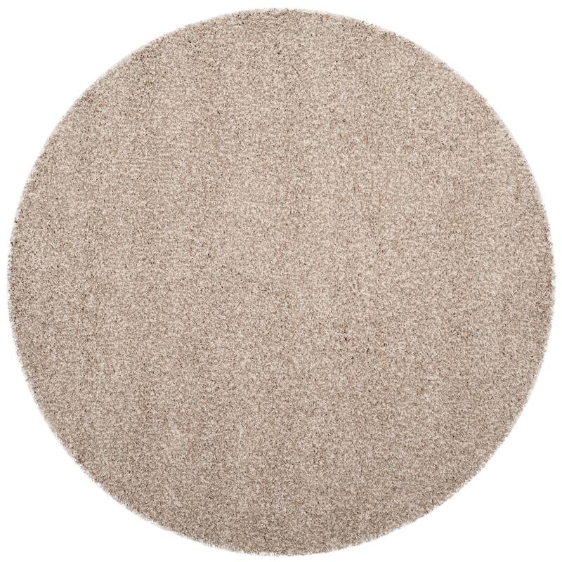 SAFAVIEH California Shag Izat 2-inch Thick Area Rug - 5'3" x 5'3" Round - White/Beige