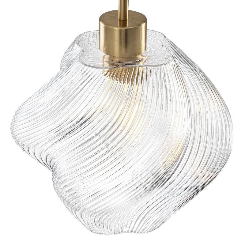 Modern Gold Kitchen Island Pendant Light with Clear Glass Shade - Dia.11.42-in