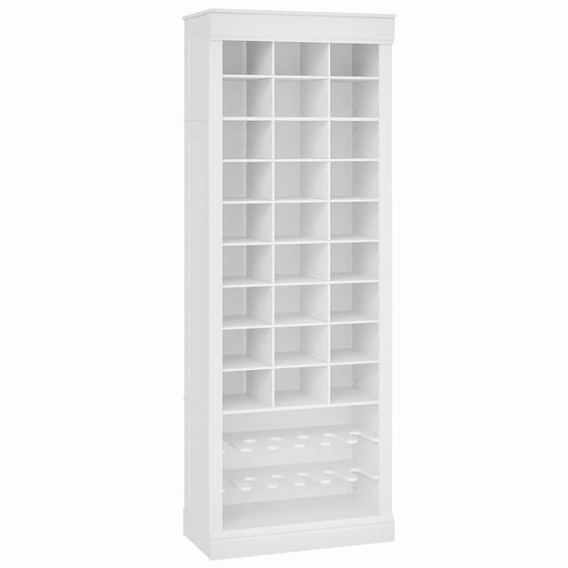 10-Tier Tall Shoe Cabinet with Boot Rack & 27 Cubbies