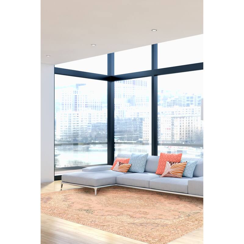 ECARPETGALLERY Hand-knotted Antalya Vintage Pink Wool Rug - 9'7 x 12'6