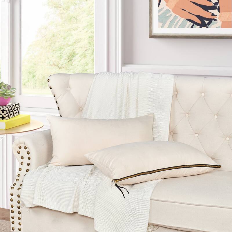 Suede 2 Piece Pillow Shell Set with Big Zipper, NO INSERT