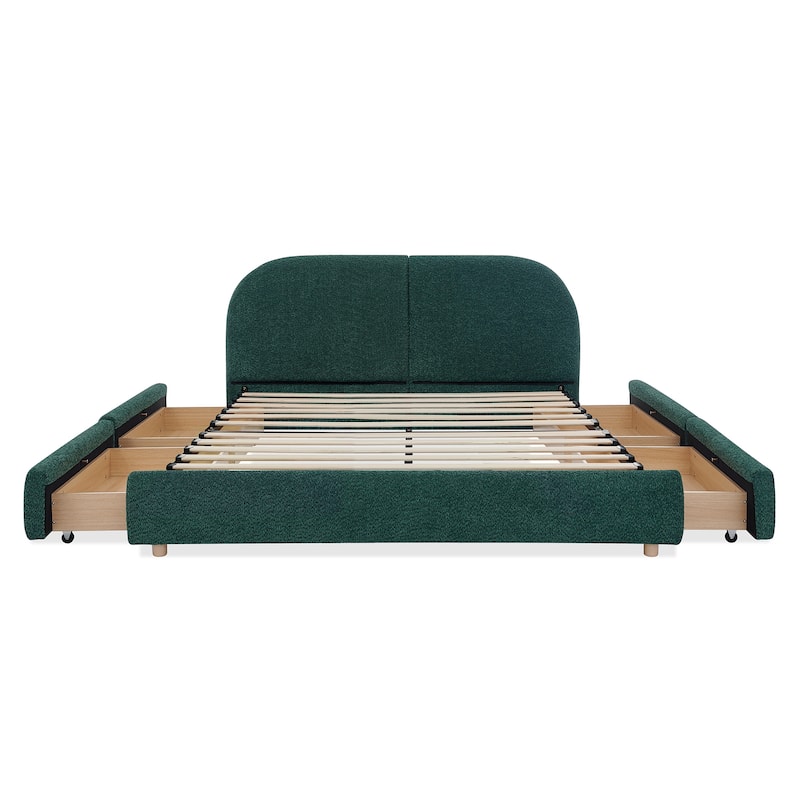 Queen Size Upholstered Bed Frame with Tall Headboard