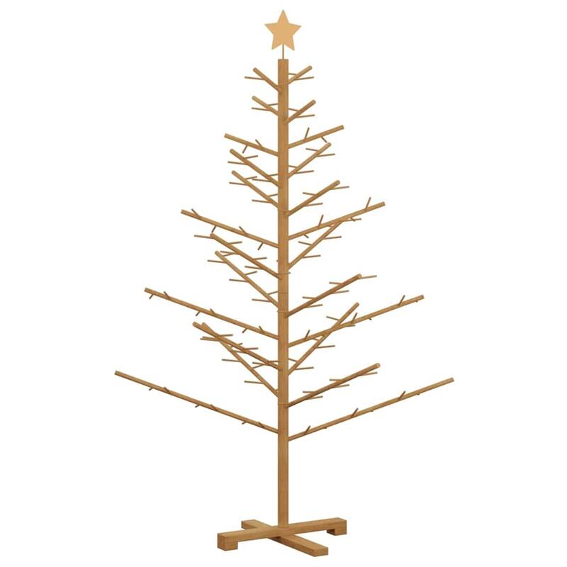 vidaXL Wooden Christmas Tree with Stand Natural/Brown Solid pine wood