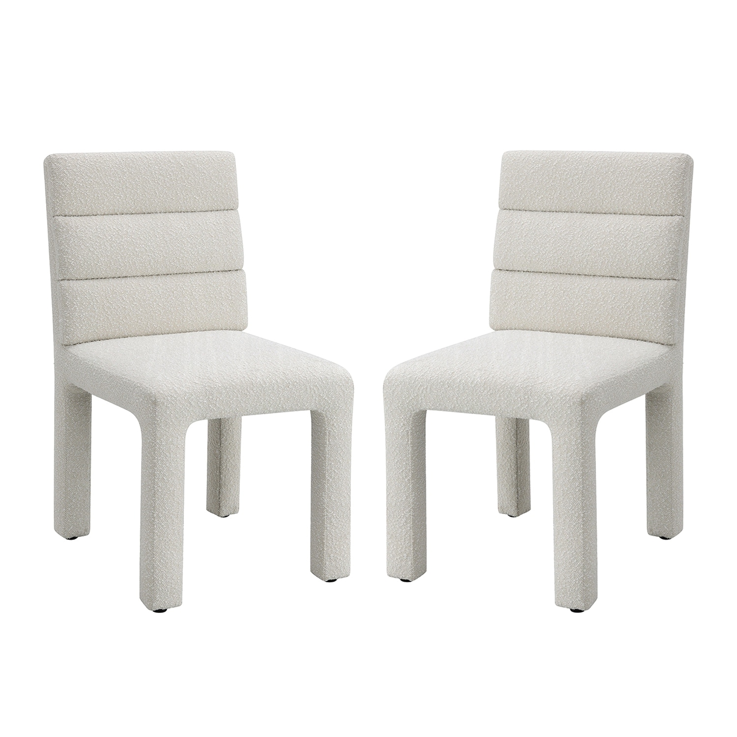 Set of 2 Boucle Upholstered Dining Side Chairs in Beige