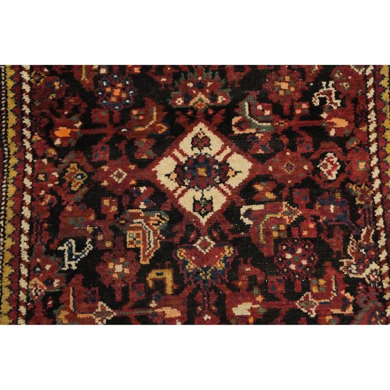 Hand Knotted Oriental 100% Wool Carpet Traditional Floral Brown Malayer Runner Rug - 12' 9'' X 3' 6''