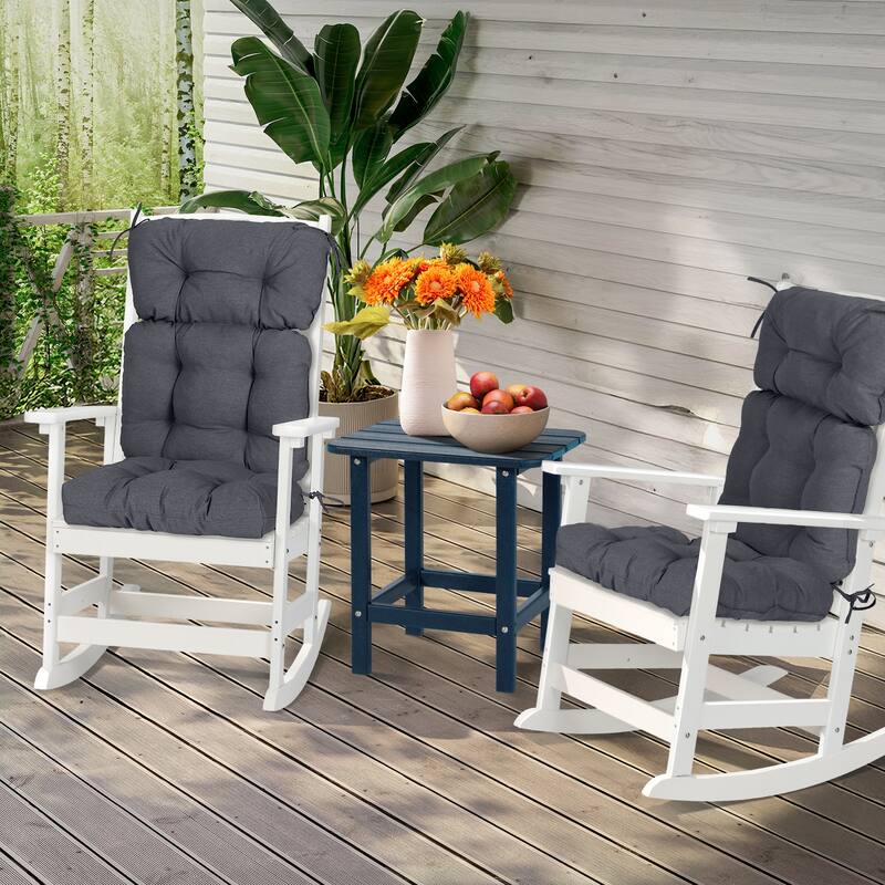 Aoodor Outdoor 45"x 22" x5" Tufted High Back Cushions Patio Replacement Chair Cushion with Ties, Set of 2 - 45" x 22" x 5"