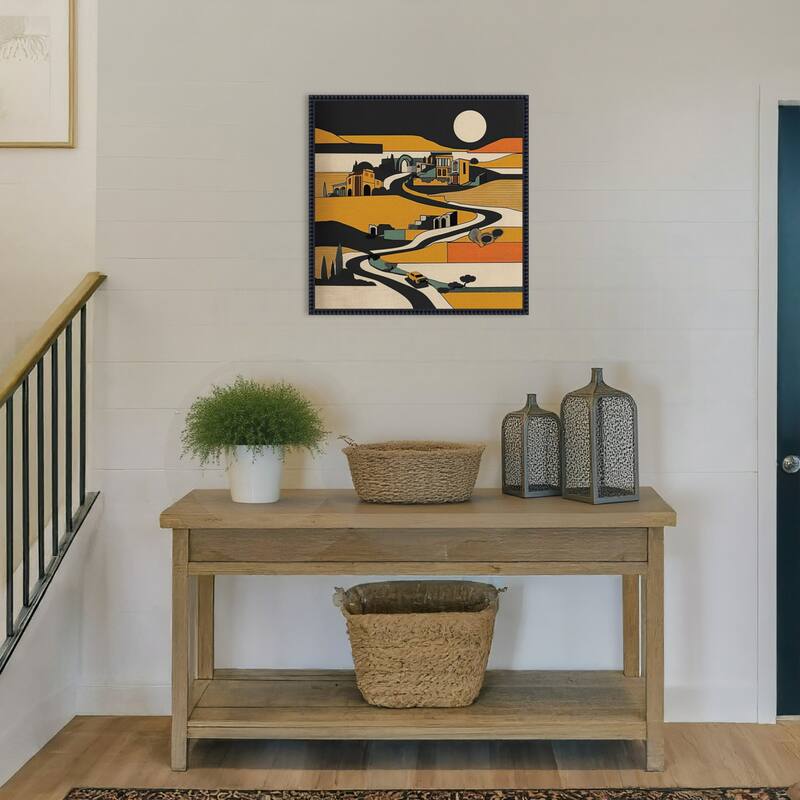 Retro Abstract Landscape by Tradelink inhouse artist Framed Canvas Wall Art Print