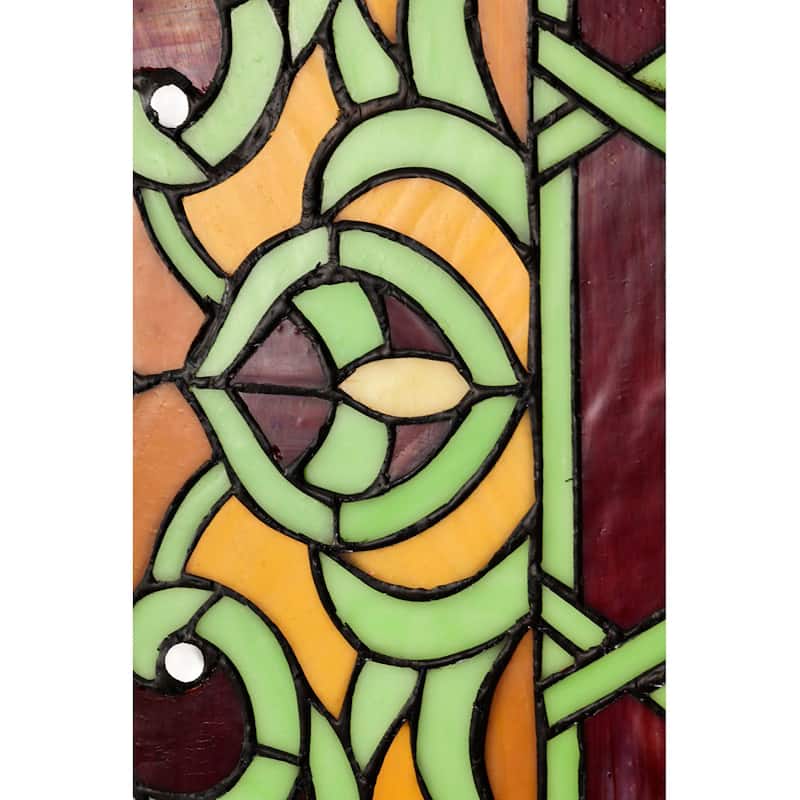 Tiffany-style Wood Frame Stained Glass Window Panel