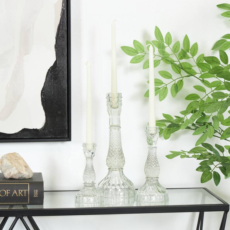 Clear Glass Candle Holder (Set of 3) On Sale Bed Bath & Beyond