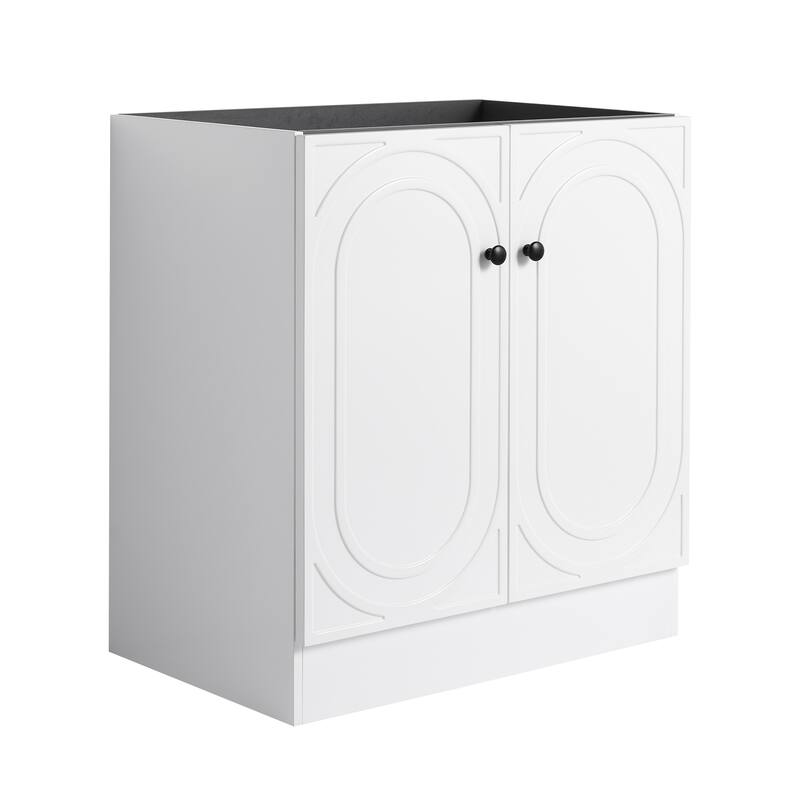 Modern 30 Inch Freestanding Bathroom Vanity Base without Sink, Storage Cabinet with Soft-Close Doors and Adjustable Shelves
