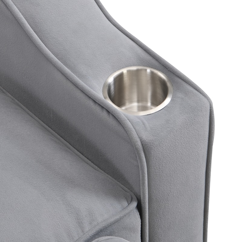 Light Gray Velvet Convertible Sleeper Loveseat Sofa with Adjustable Backrest