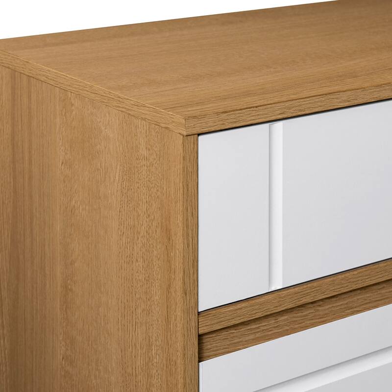 Contemporary Detailed-Door Sideboard with Open Storage for Living Room, Bedroom and Office