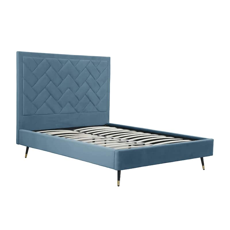 Manhattan Comfort Crosby Velvet Upholstered Bed