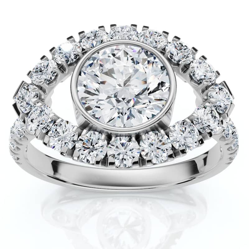 Certified 1 3/4Ct Eye Diamond Ring Gold Lab Grown
