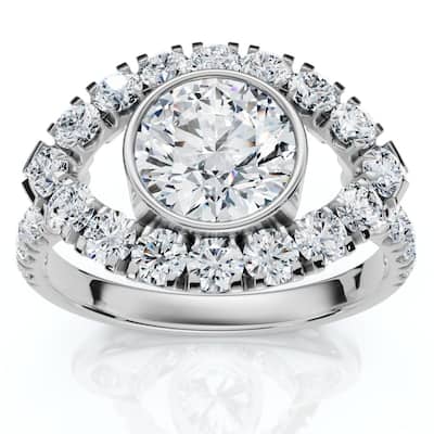 Certified 1 3/4Ct Eye Diamond Ring Gold Lab Grown