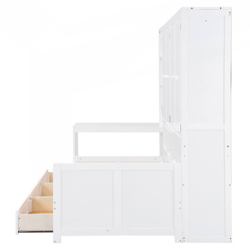 Versatile Wooden Daybed with Integrated Storage and Workspace for All Ages