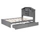 preview thumbnail 5 of 7, Full Size Wood Platform Bed with House-Shaped Storage Headboard and 2 Drawers, Gray Finish
