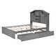 preview thumbnail 14 of 16, Full Size Wood Platform Bed with House-Shaped Storage Headboard and 2 Drawers, Walnut Finish
