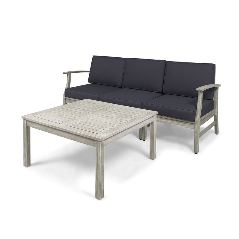 Perla Outdoor Acacia 4-pc. Cushioned Sofa and Table Set by Christopher Knight Home