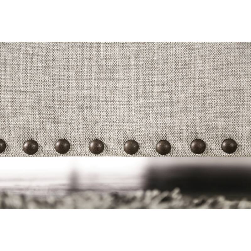 Bule Transitional Light Grey Upholstered Nailhead Loveseat with Pillows by Furniture of America