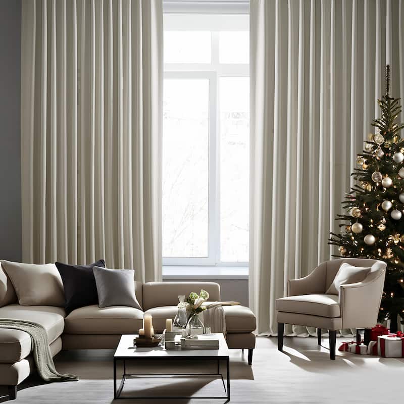 Exclusive Fabrics Faux Linen Extra Wide Room Darkening Curtains Panel - Versatile Privacy Drapery for Wide Windows (1 Panel)
